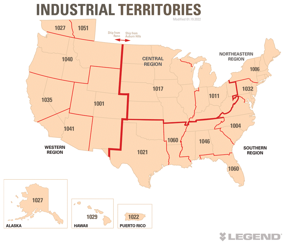Industrial Territories Sales Rep Map
